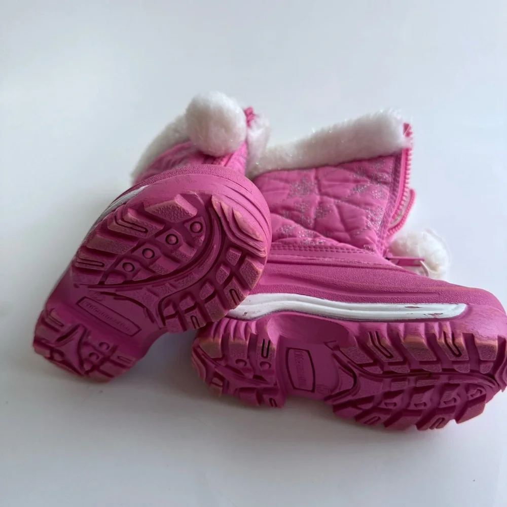 Boot Pink Snowflake pattern With Zipper Size 5 Insoles Of DuPont Thermo Lite